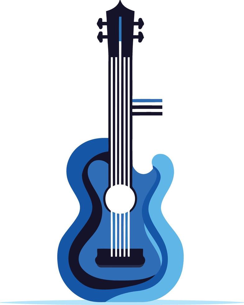 A modern and stylish blue guitar logo design, perfect for music schools, studios, bands, and events vector