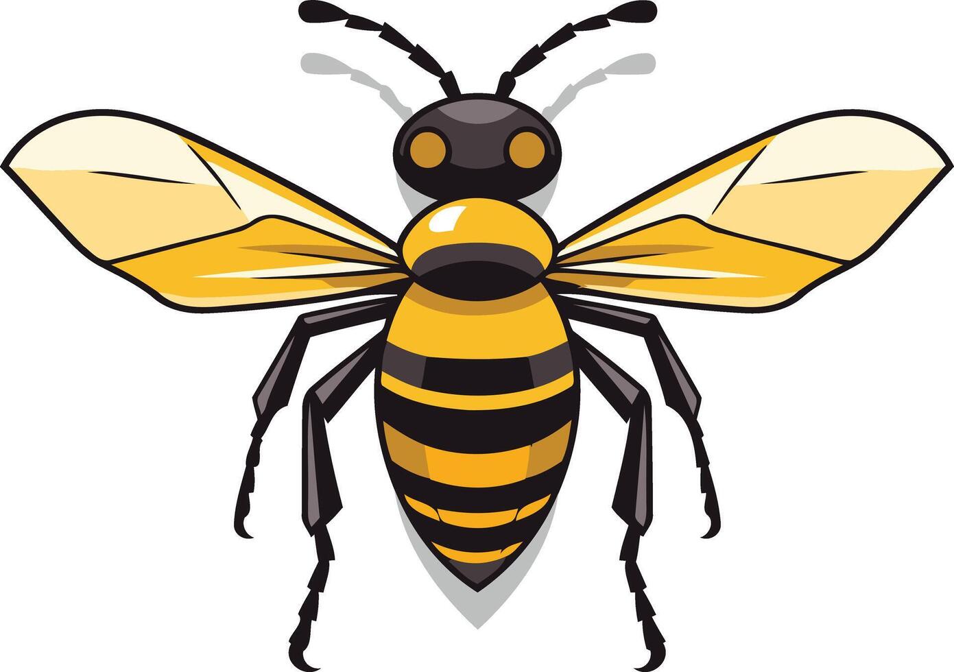 A simple and bold illustration of a honey bee, perfect for branding, logos, and educational materials vector