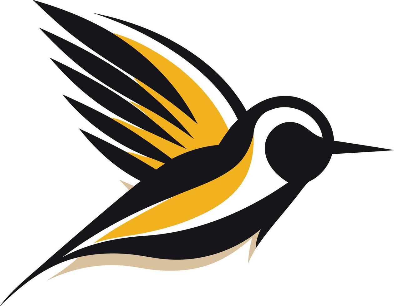 A stylized, modern bird logo in black and yellow, perfect for a brand seeking a symbol of freedom, speed, and dynamism vector