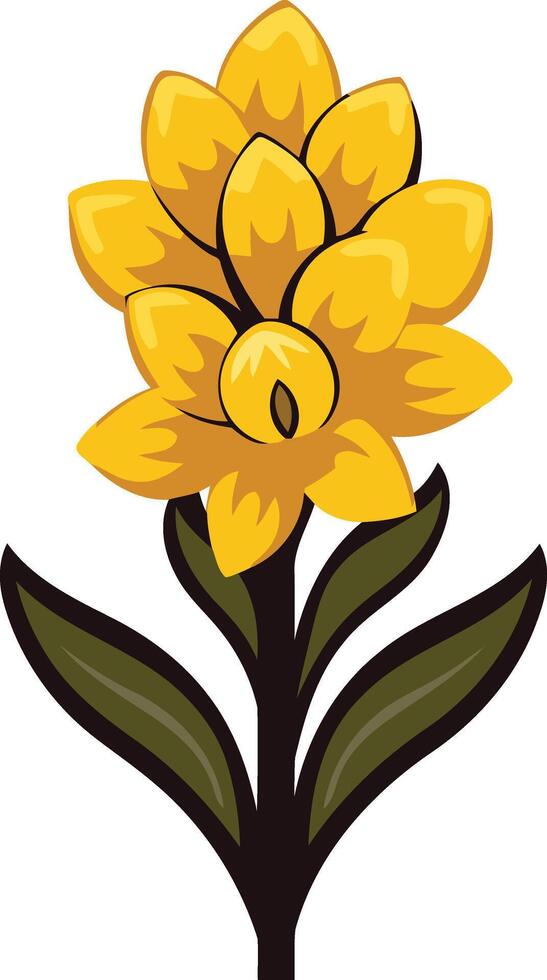A simple and elegant illustration of a stylized yellow flower vector