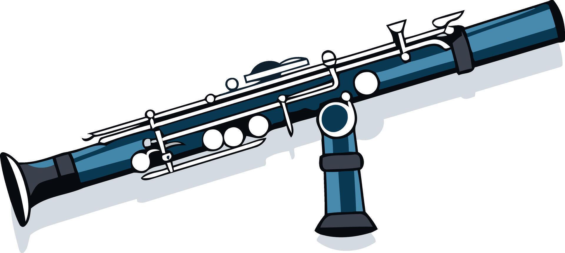A blue clarinet rests on a white background, ready to play a beautiful melody vector