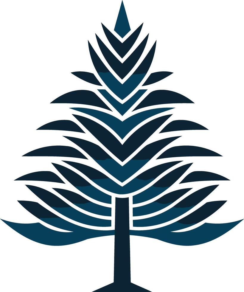 A stylized pine tree logo, with a modern, geometric design, in shades of blue vector