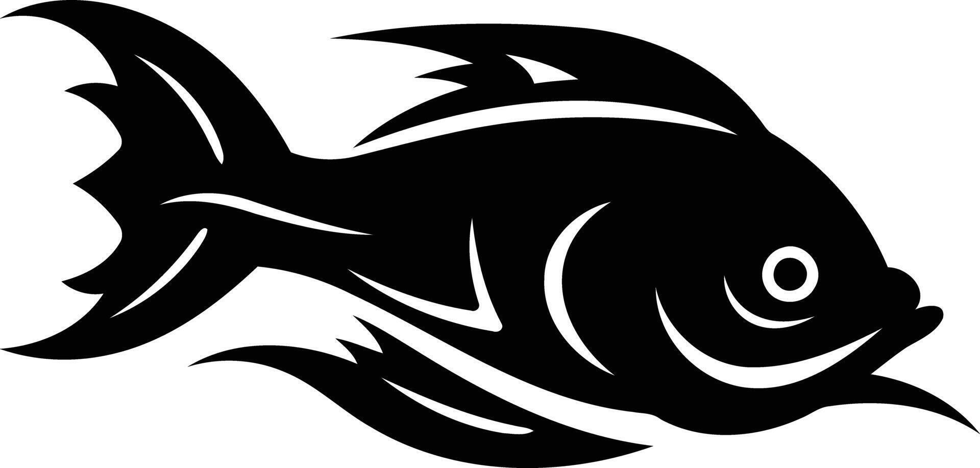 Stylized black and white illustration of a fish, perfect for logo designs, branding, and merchandise vector