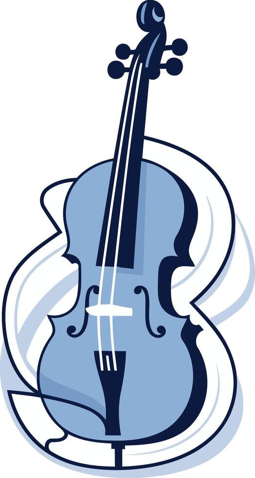A stylized blue cello with a flowing ribbon, perfect for music schools, orchestras, and classical music events vector