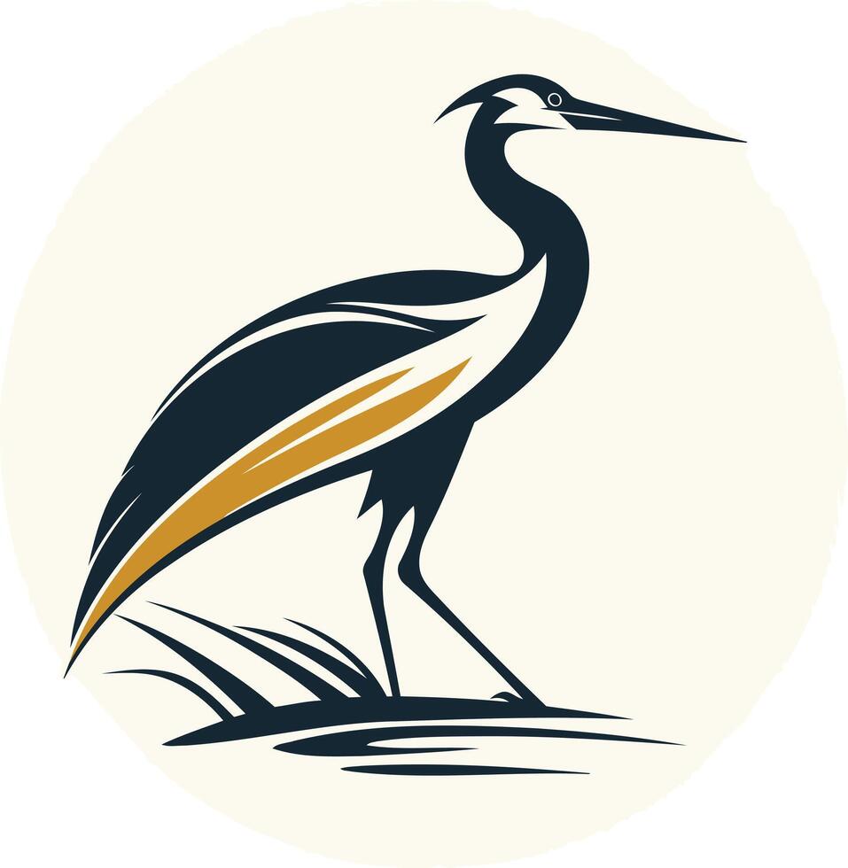 Elegant heron logo in a circular design, perfect for environmental, wildlife, or nature-inspired brands vector