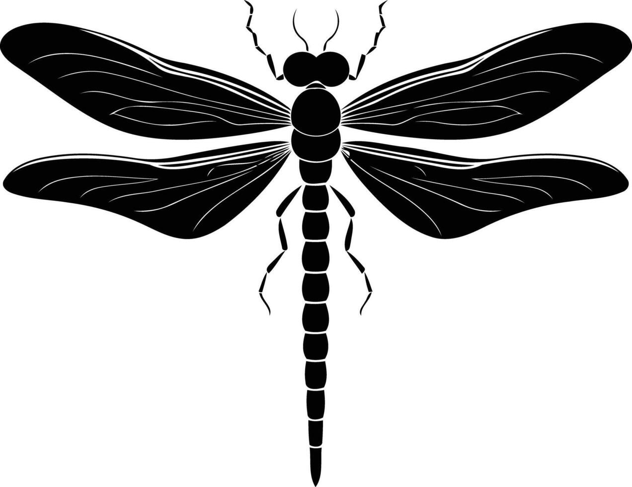 A simple yet striking silhouette of a dragonfly, perfect for adding a touch of nature to your designs vector