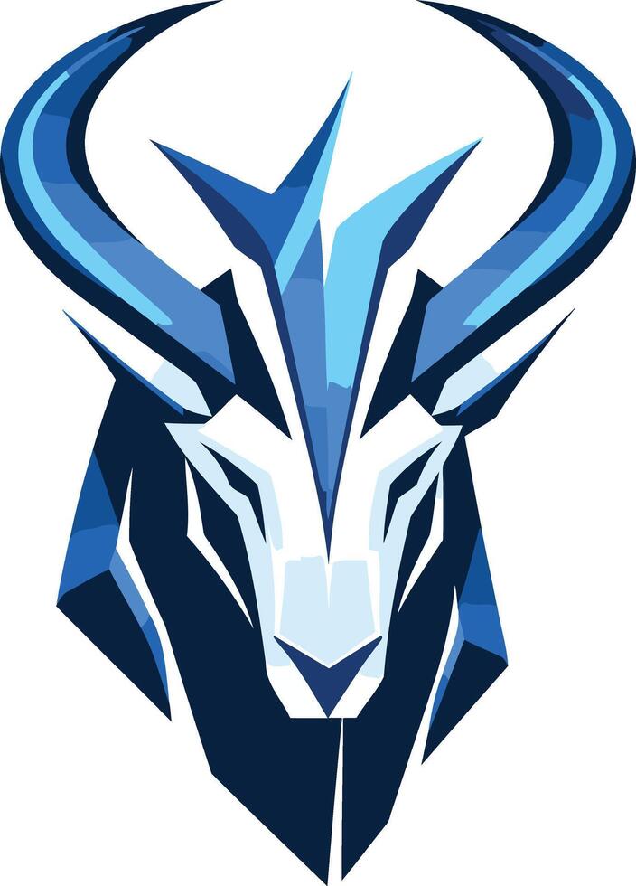 Modern, abstract logo design featuring a stylized bull's head in blue and white vector