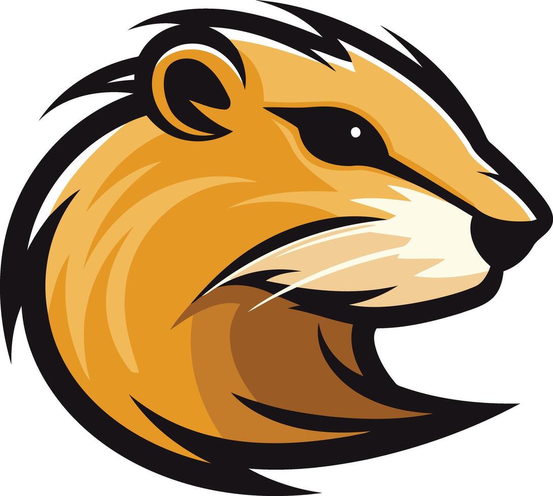 A bold and fierce mascot logo featuring a stylized otter head vector