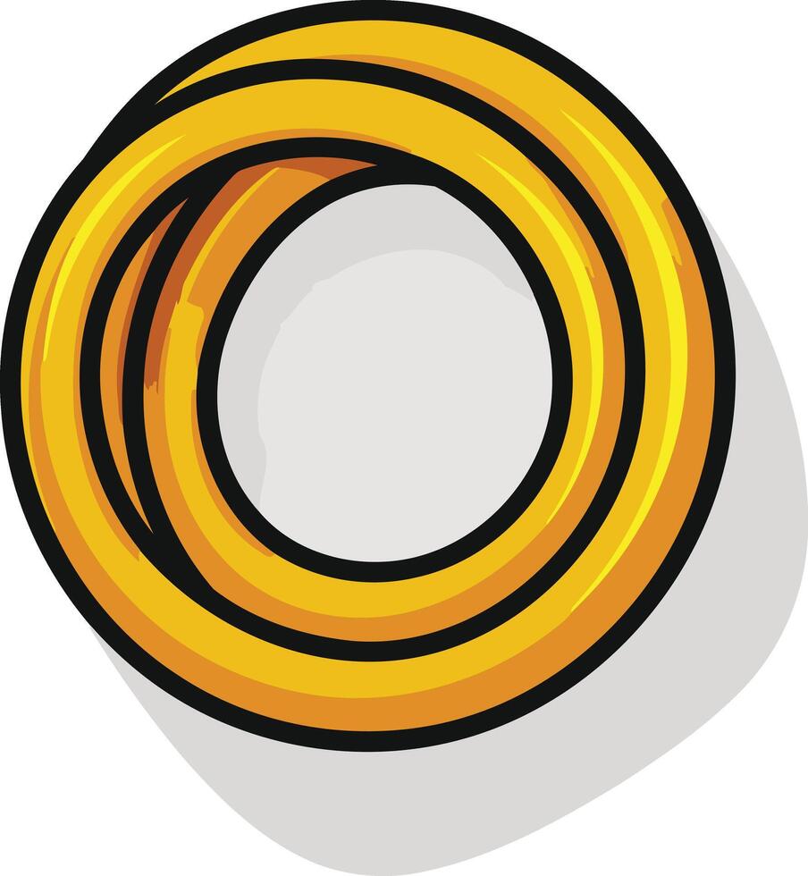 A simple and modern illustration of a coiled yellow hose, perfect for representing plumbing, gardening, or water supply vector