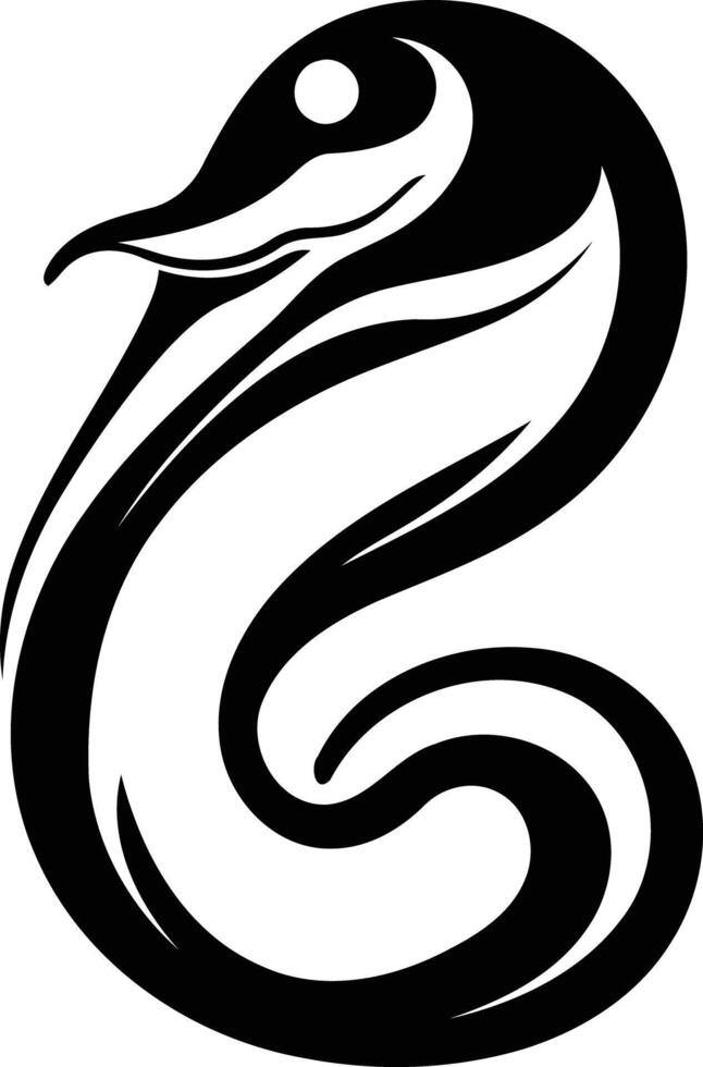 Abstract black and white tattoo design, featuring a stylized serpent in a coiled position vector