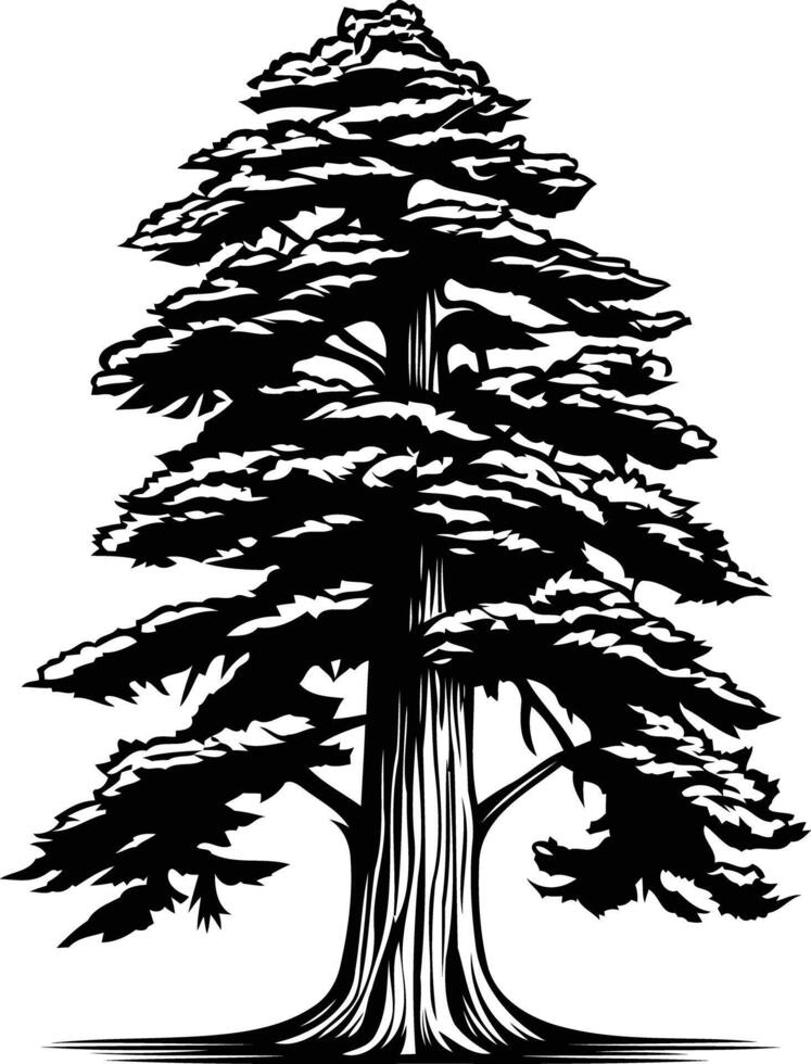 A simple yet powerful silhouette of a towering evergreen tree vector