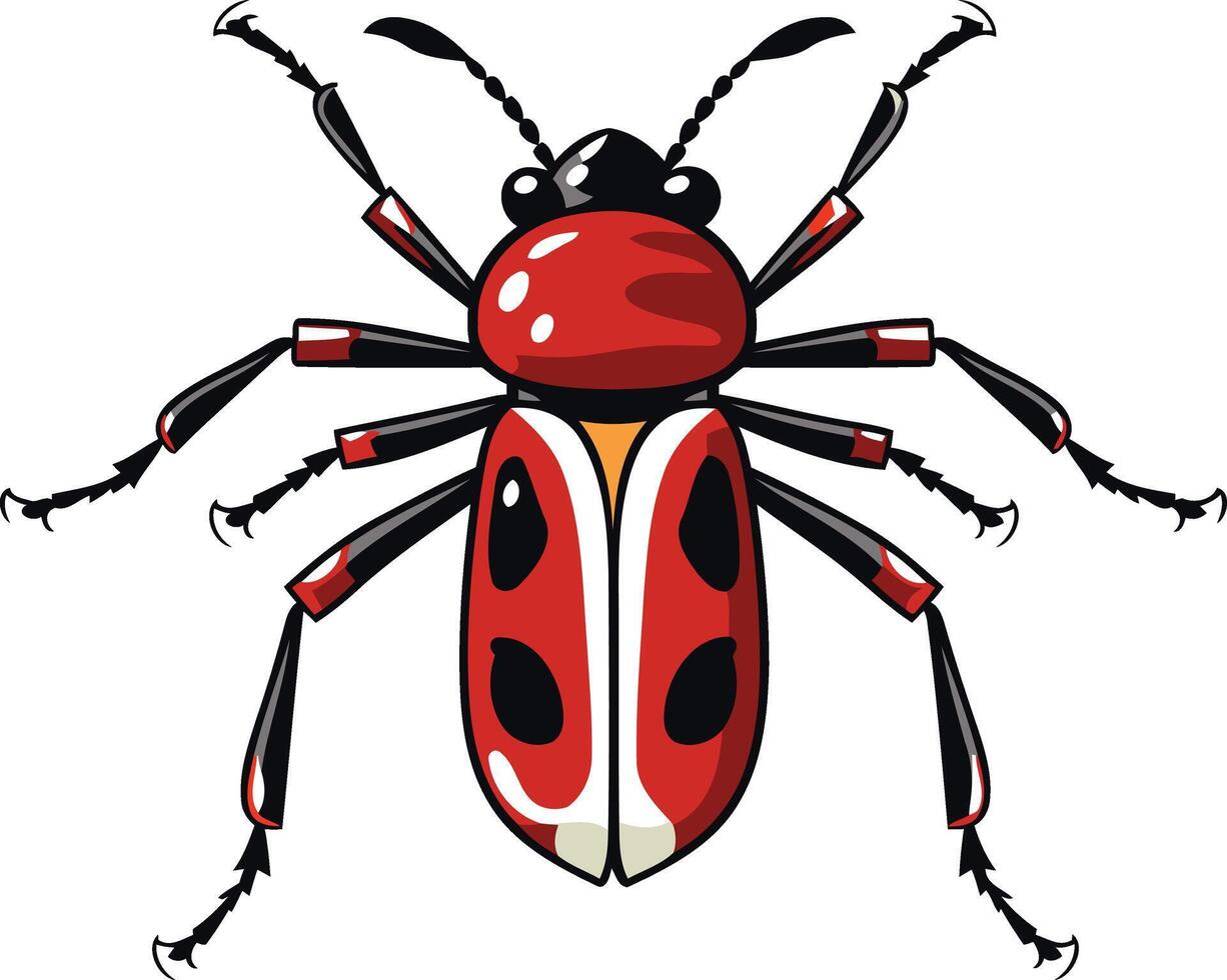 Cartoon Illustration of a Red and Black Beetle vector