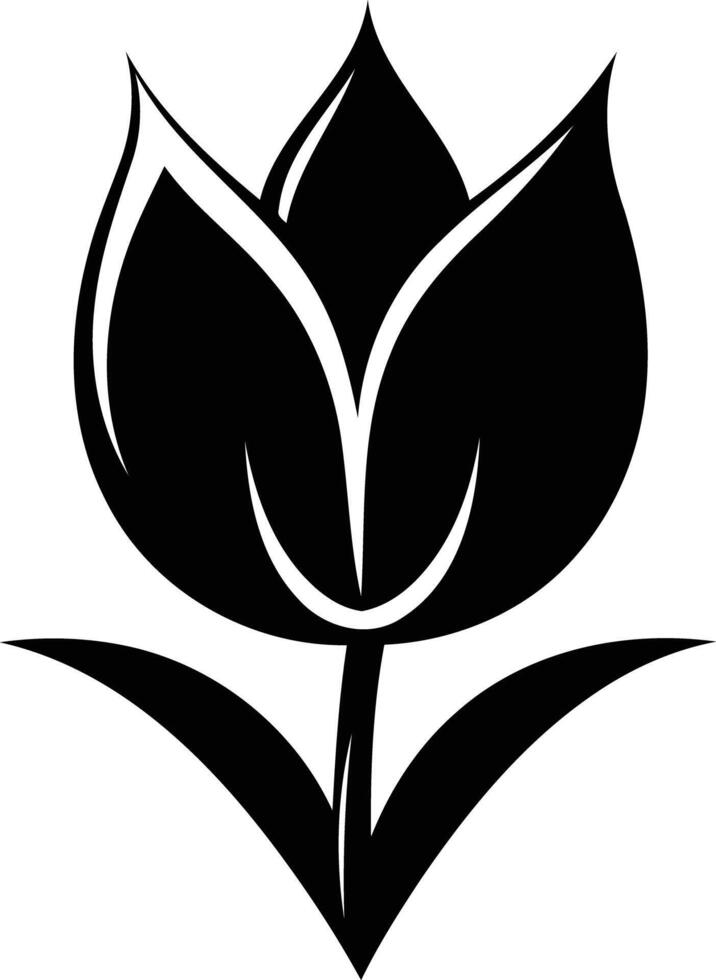 Simple yet elegant black and white tulip silhouette vector