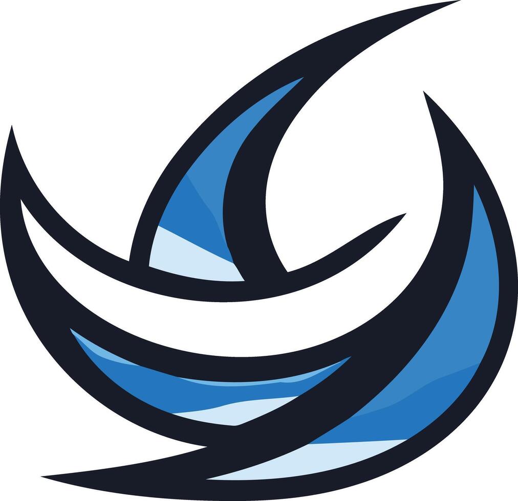 Abstract logo design featuring a dynamic, blue and black swirl, perfect for a tech company, gaming team, or sports brand vector