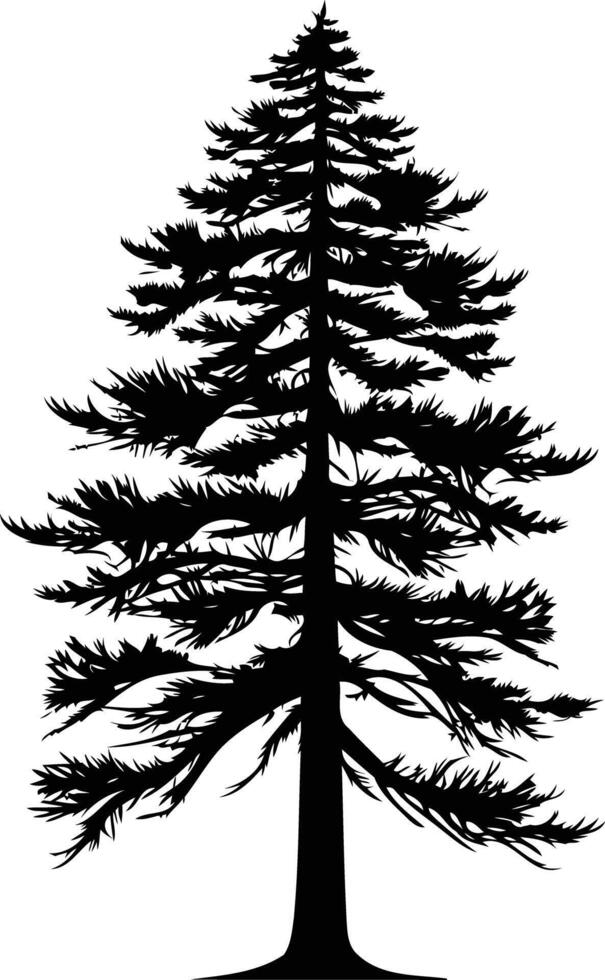 A simple yet elegant black silhouette of a fir tree, perfect for designs, logos, and illustrations vector
