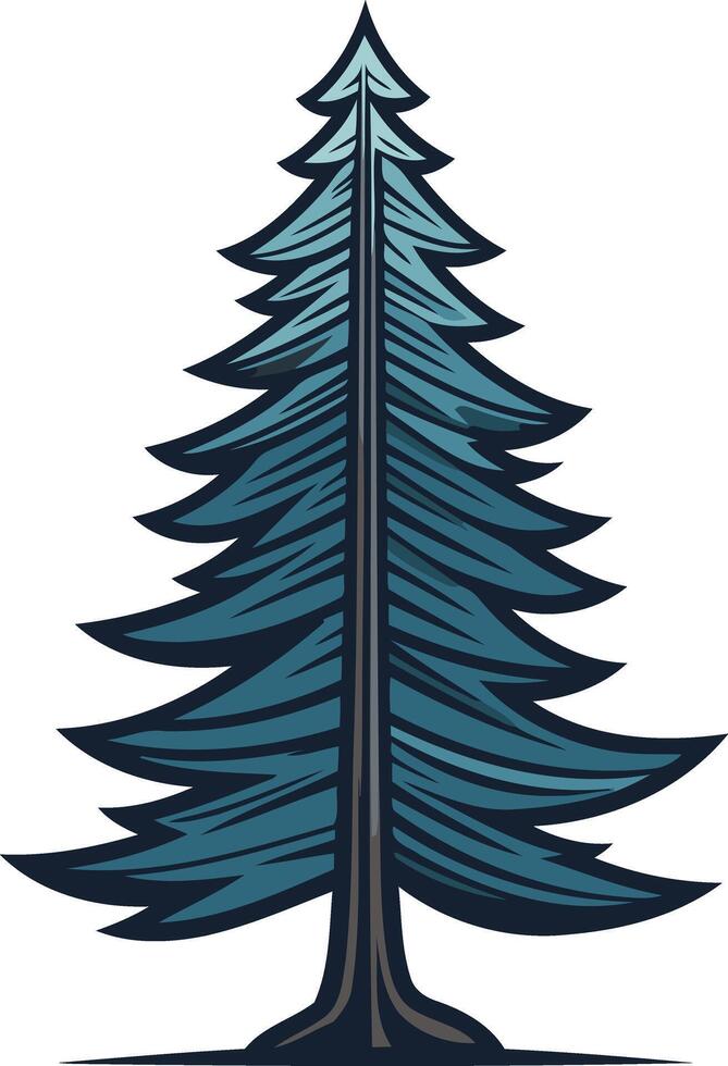 A stylized evergreen tree with a blue and green gradient, perfect for branding, logos, or nature-themed designs vector