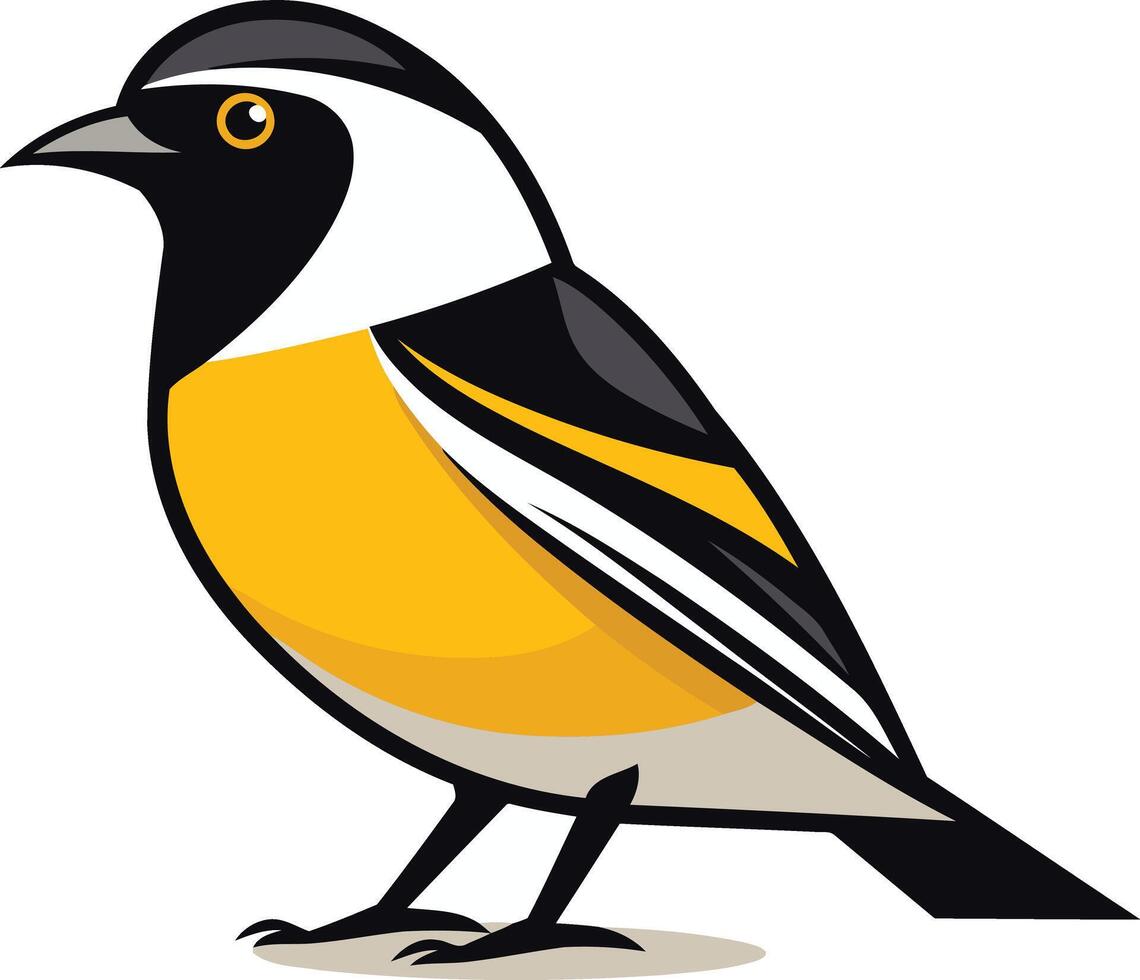 Cute cartoon bird with bright yellow and black plumage vector