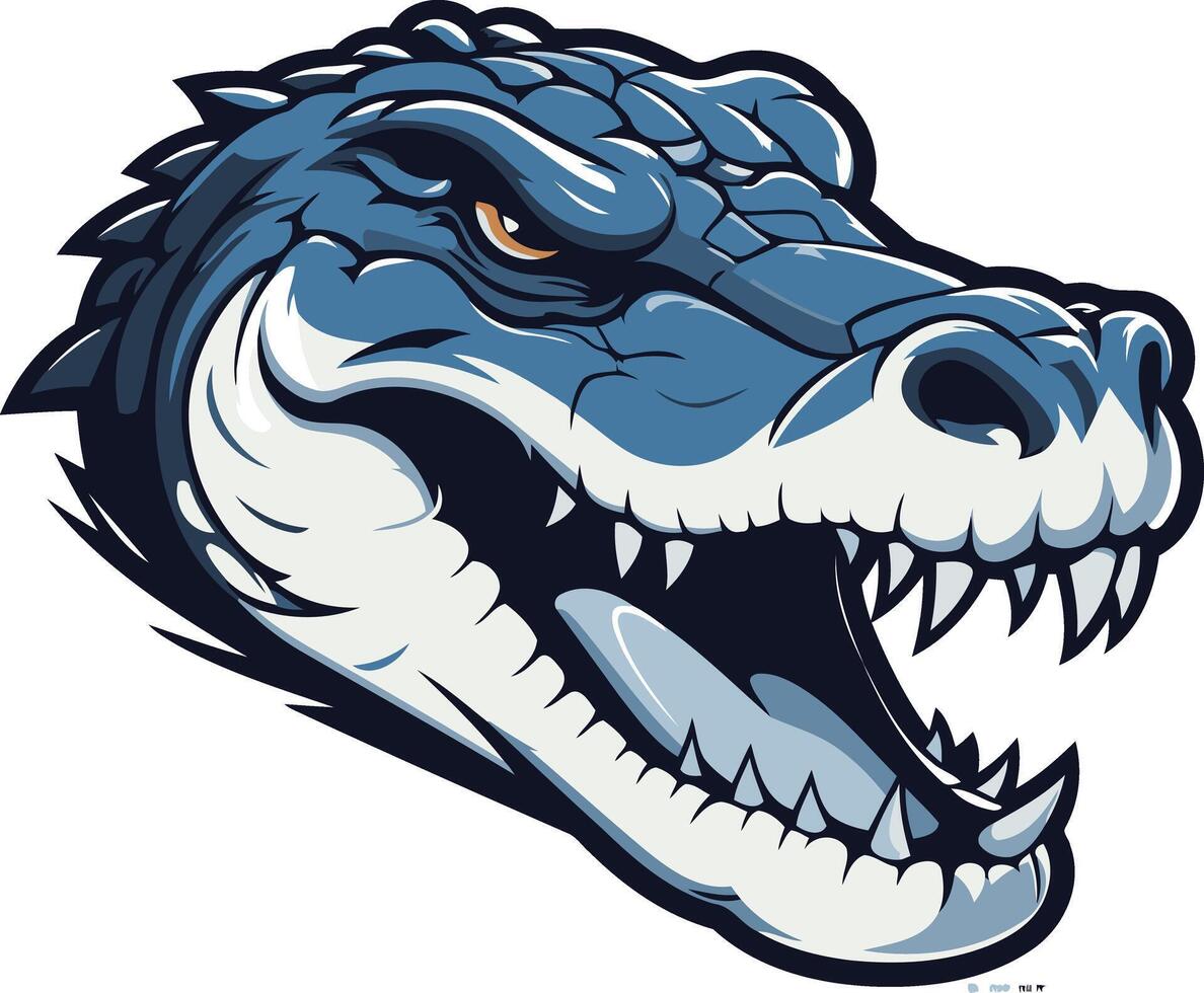 Fierce and powerful, this blue alligator head logo is perfect for sports teams, businesses, or any brand looking for a strong and memorable visual identity vector