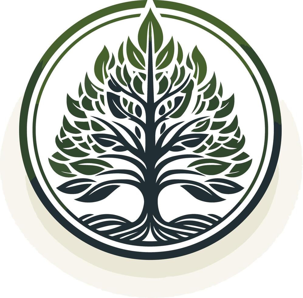 A minimalist, elegant logo featuring a stylized tree with roots and leaves, symbolizing growth, strength, and nature vector