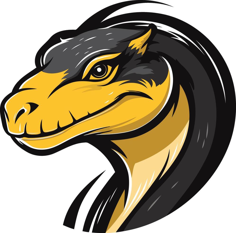 A fierce and powerful dinosaur head logo design vector