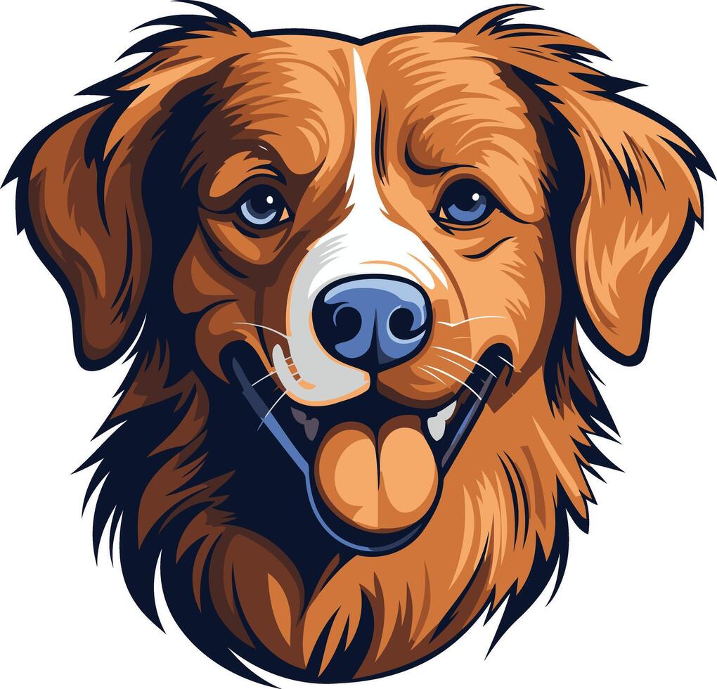 A friendly, cartoon-style illustration of a golden retriever dog with a big smile vector