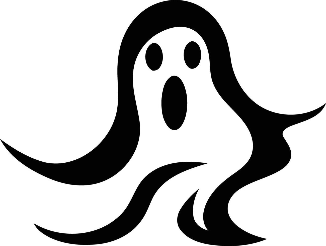 A simple yet spooky black and white ghost silhouette vector
