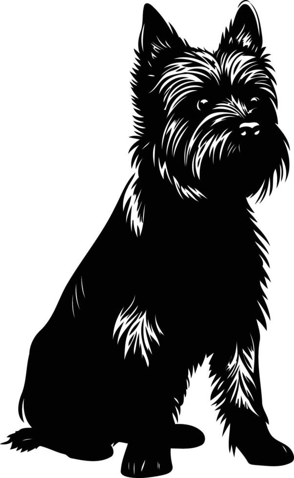 A simple, elegant silhouette of a cairn terrier sitting vector