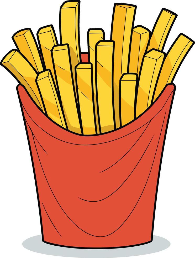 dibujos animados ilustración de un rojo francés freír envase vector