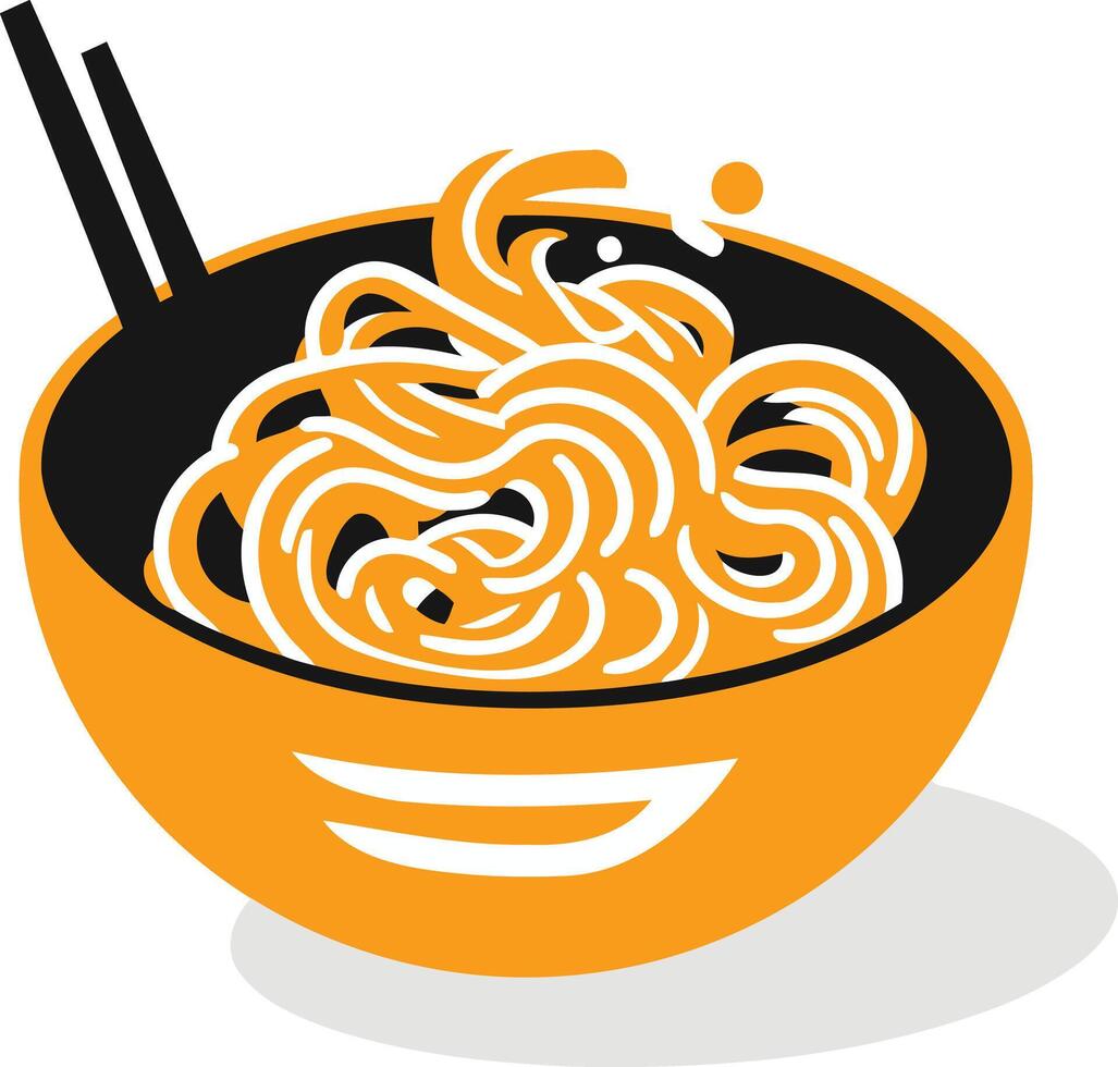 Bowl of Noodles with Chopsticks vector