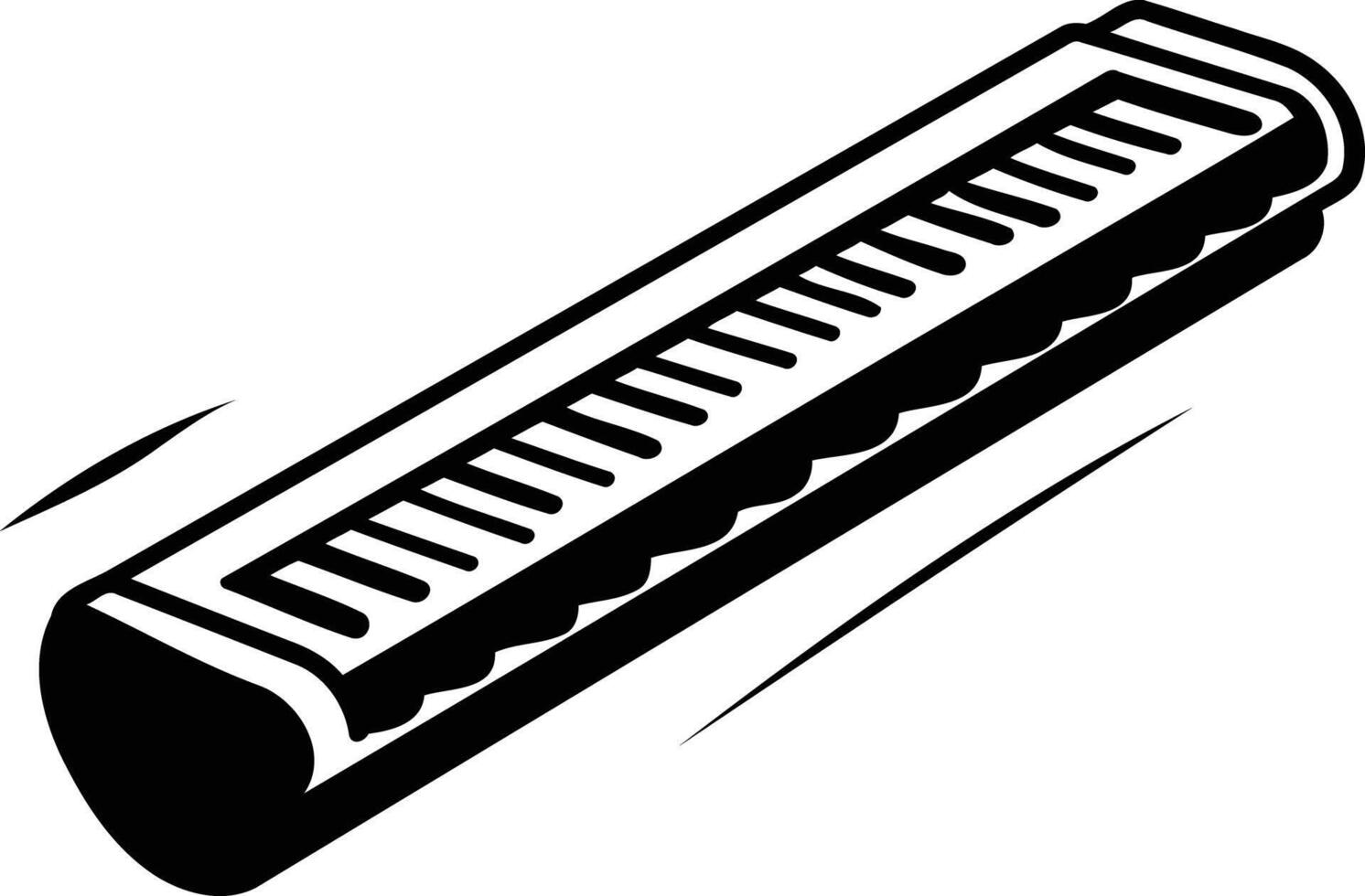Black and white cartoon illustration of a harmonica vector