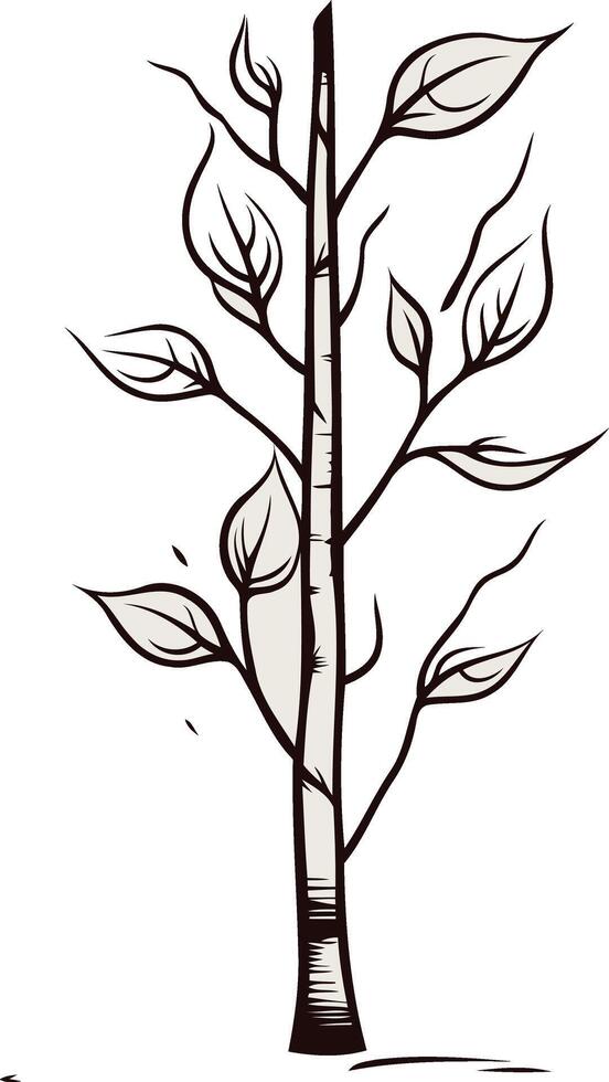 Hand-Drawn Illustration of a Single Tree vector