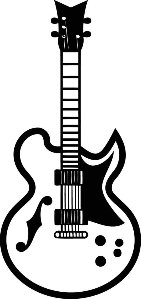Simple black and white illustration of a classic electric guitar vector