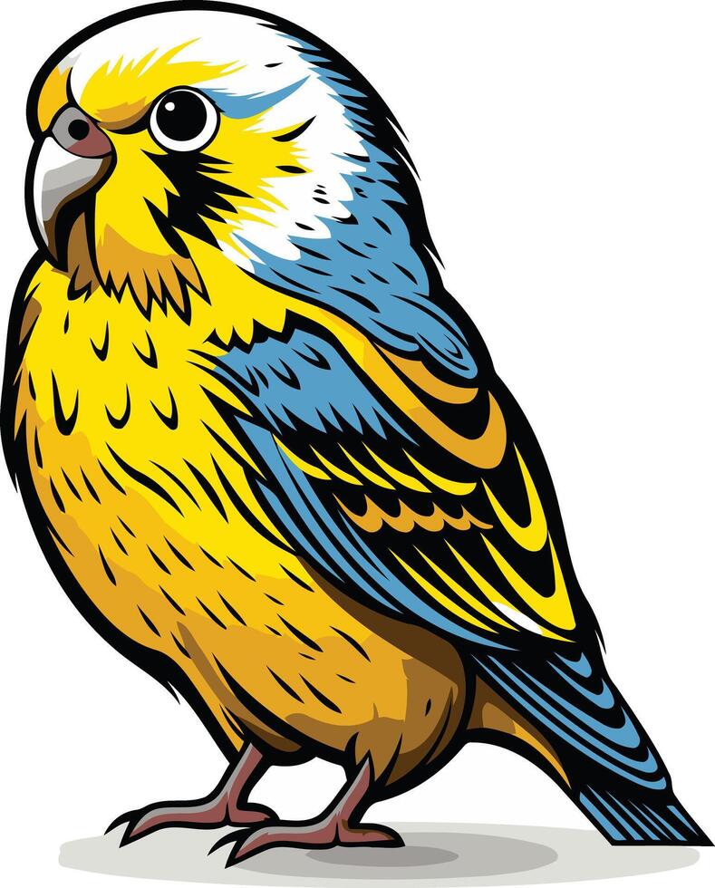 Cartoon Illustration of a Yellow and Blue Bird vector