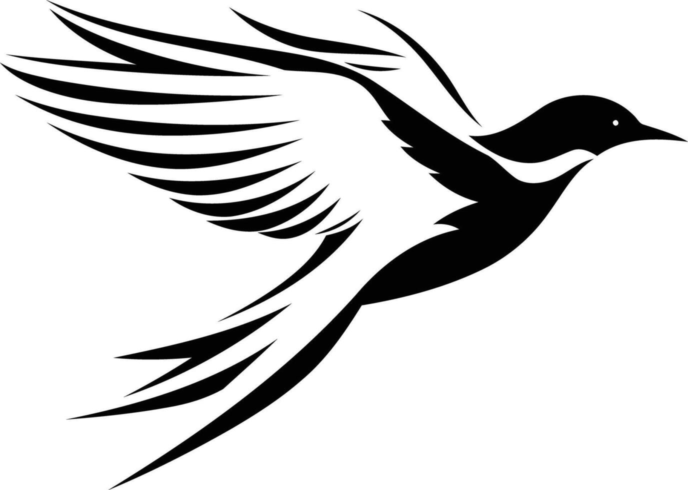 Stylized black and white bird tattoo design vector