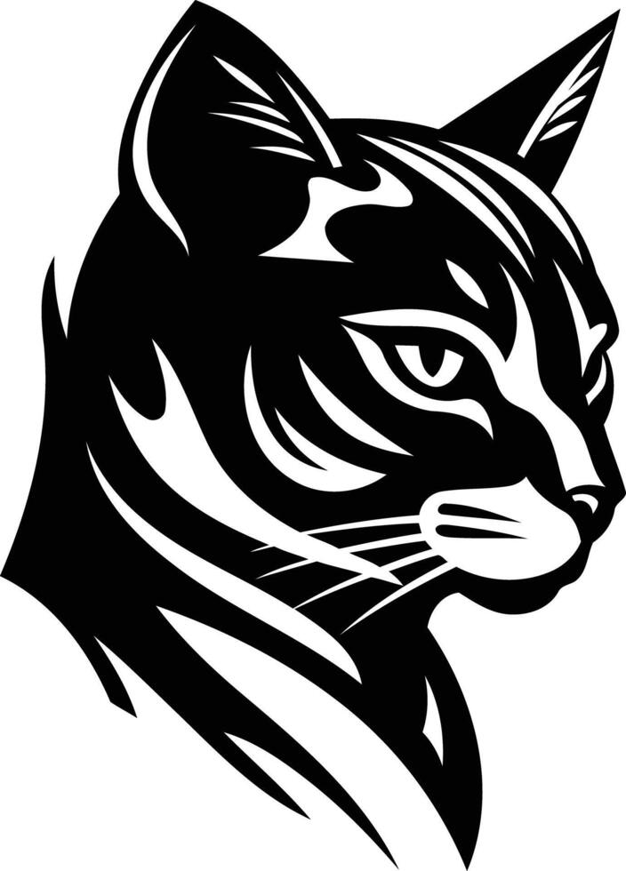Stylized black and white cat head illustration vector