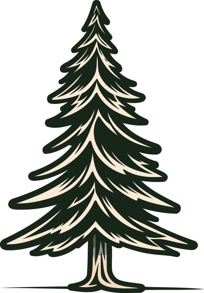 Vintage Illustration of a Tall Evergreen Tree vector