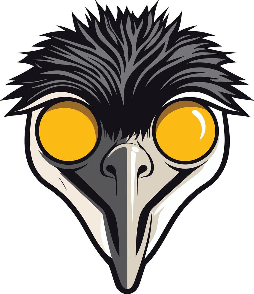 Close up Cartoon Ostrich Head Illustration vector