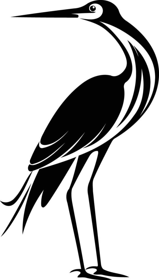 Elegant silhouette of a heron, perfect for nature, wildlife, and tattoo designs vector