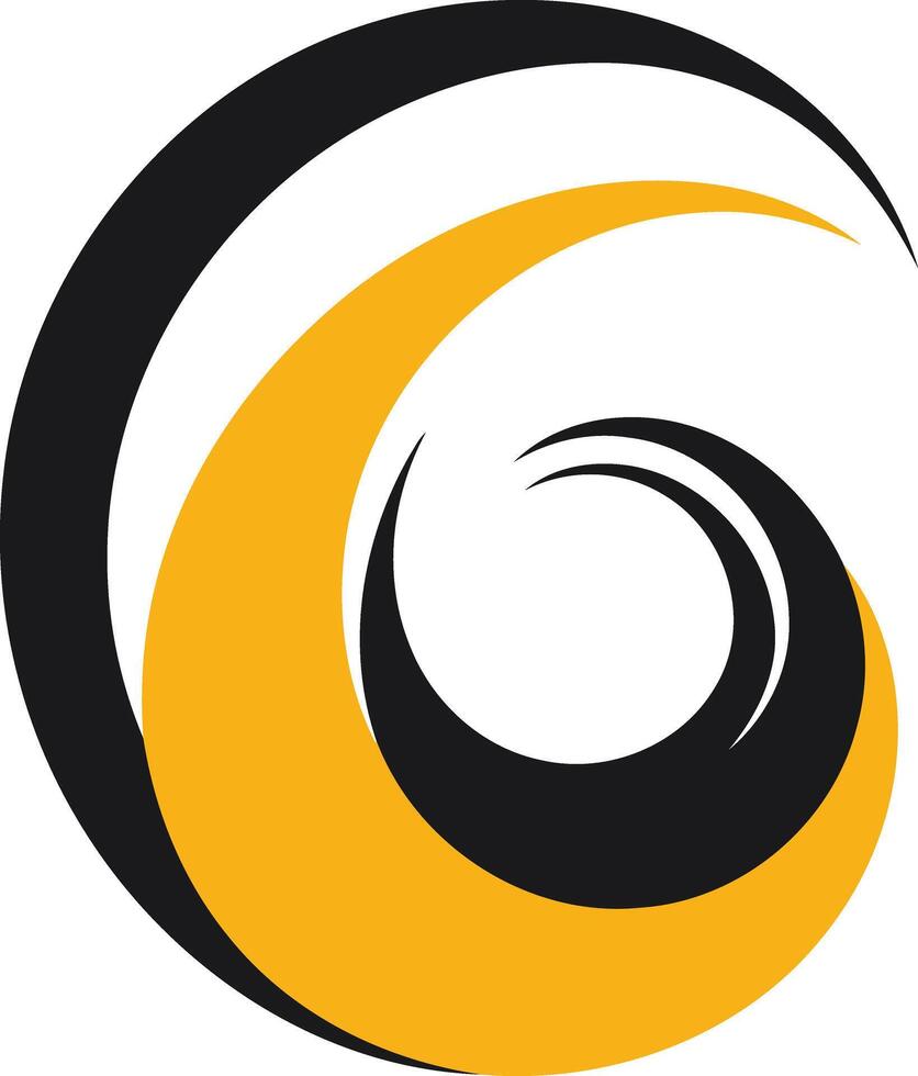 Abstract Swirling Design in Black and Yellow vector