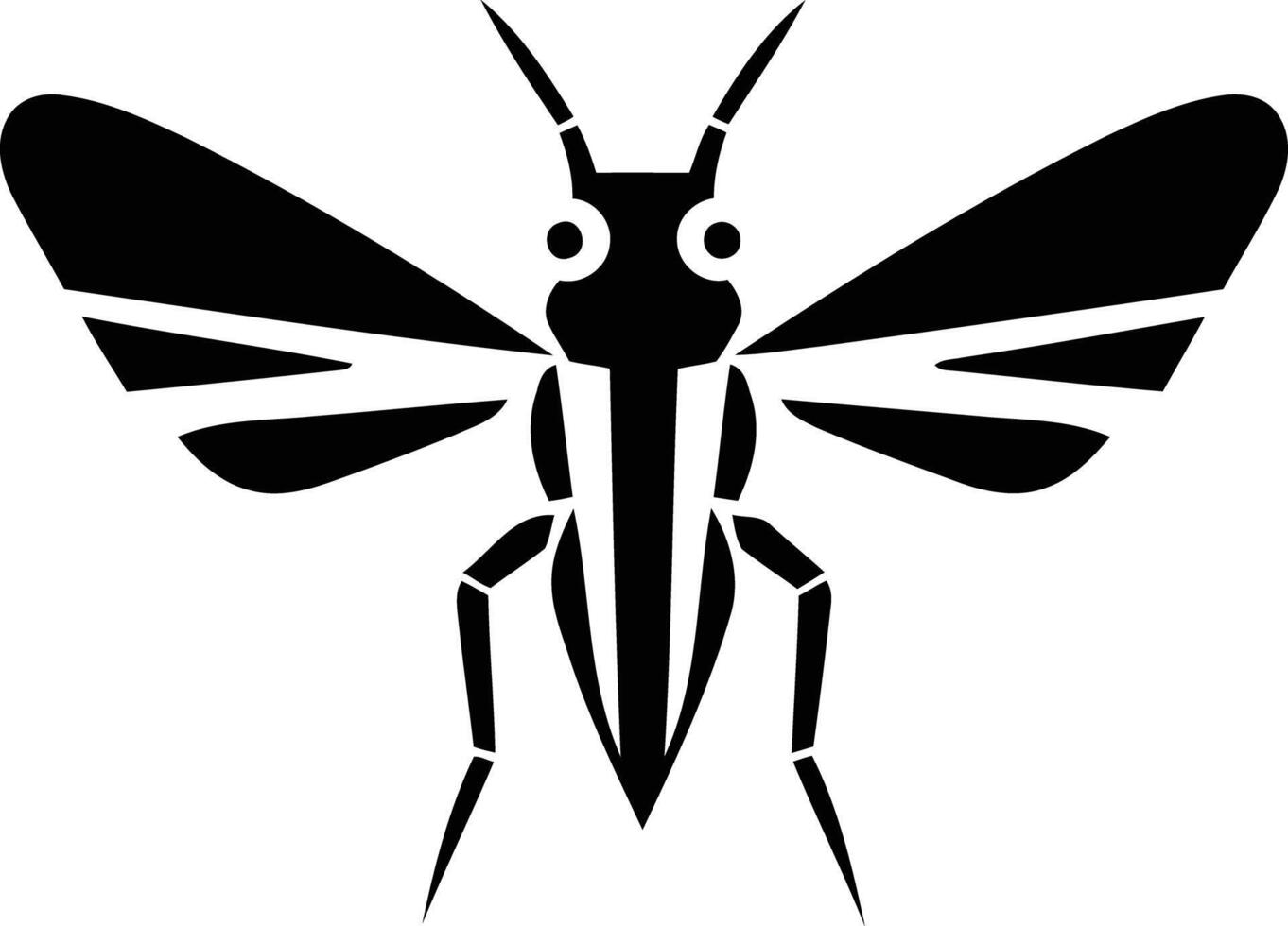 Geometric black and white silhouette of a bug with large wings vector