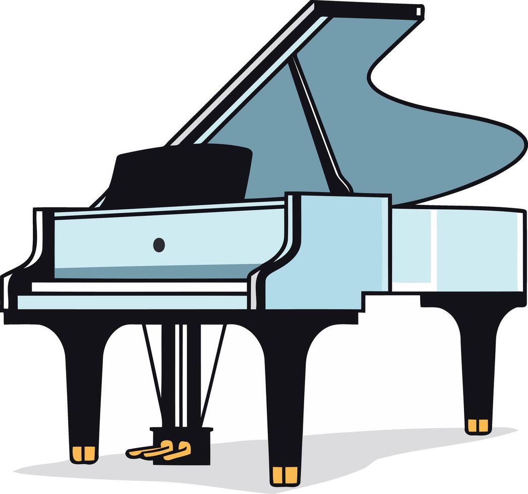 Blue Grand Piano with Open Lid vector