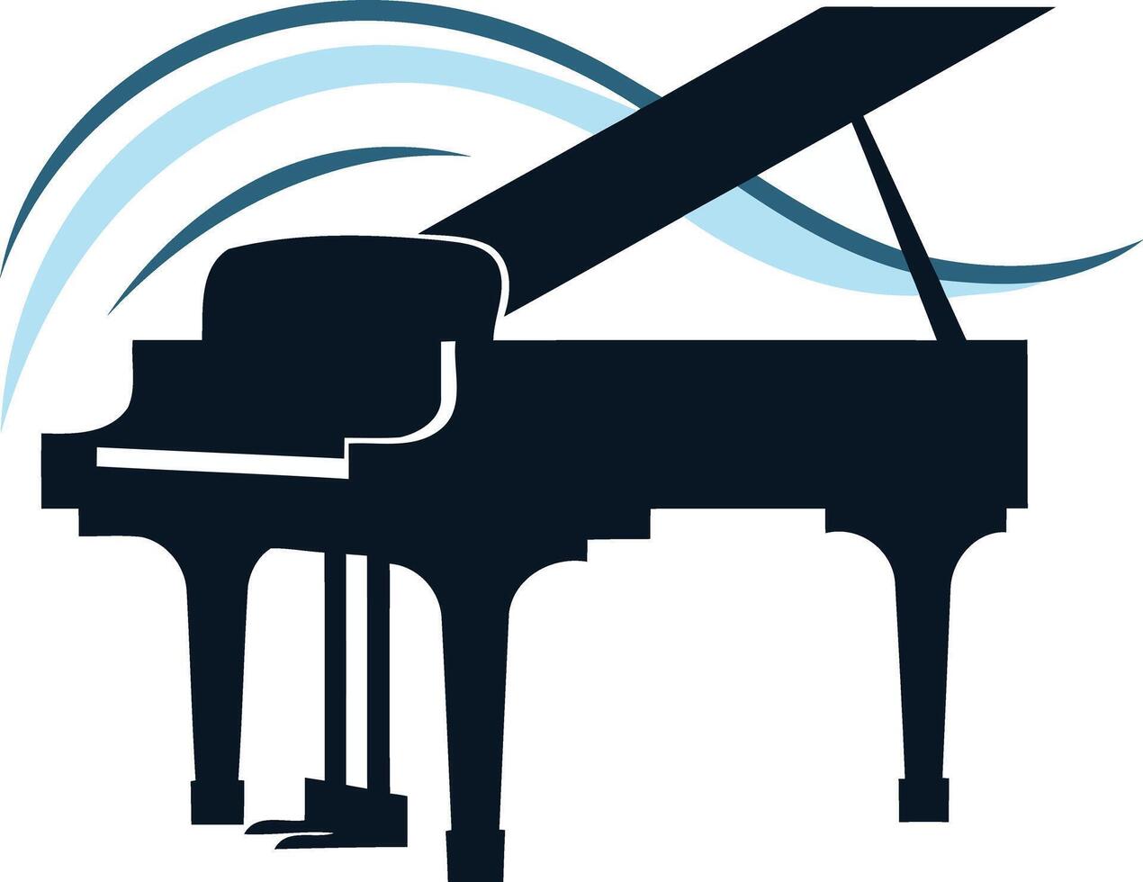 Black and Blue Piano with a Blue Wave vector