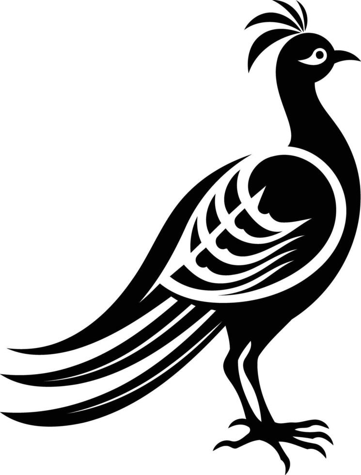 Stylized black and white silhouette of a bird, perfect for tattoos, logos, or graphic design projects vector
