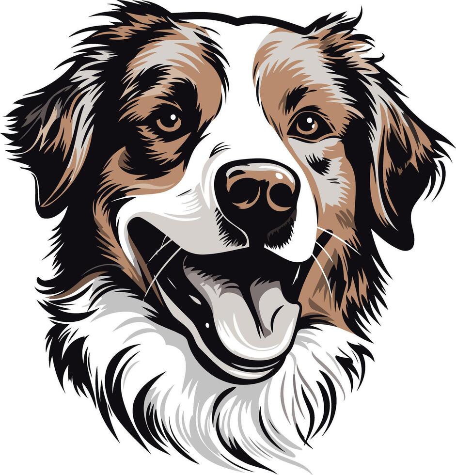 Cheerful Portrait of a Brown and White Dog vector