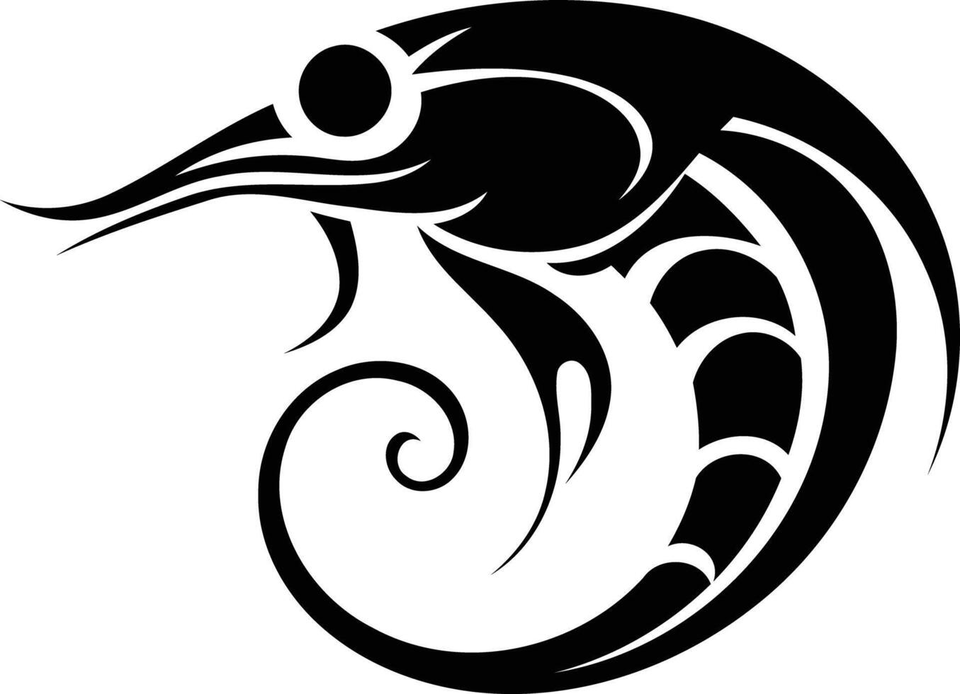 A tribal-inspired tattoo design of a stylized sea creature vector