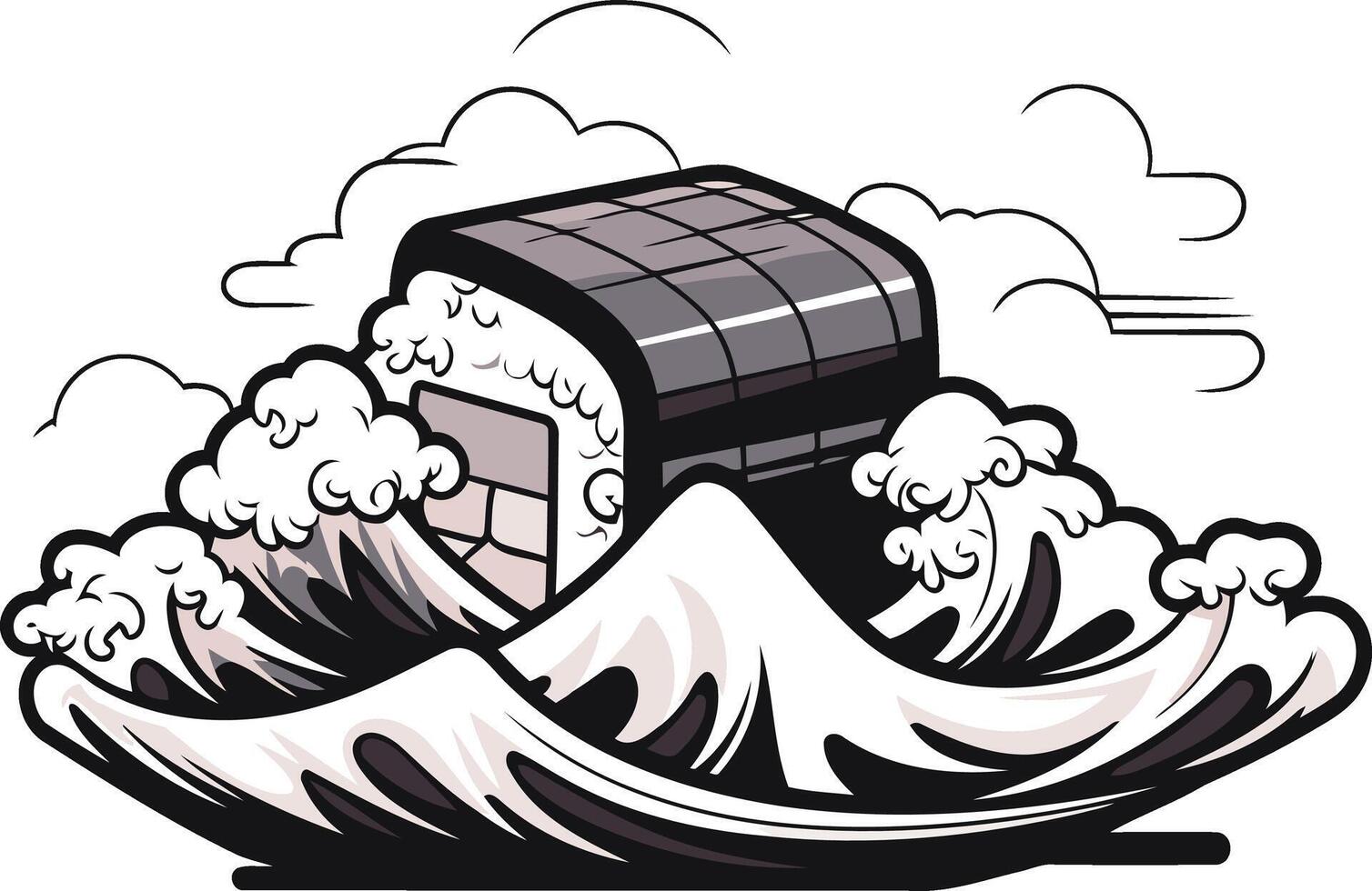 Sushi Wave A Culinary Masterpiece vector