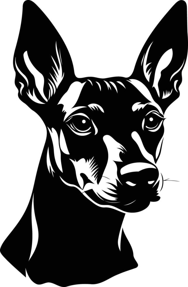 A striking black and white silhouette of a dog's head vector