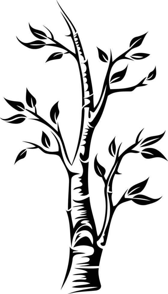 Simple black and white illustration of a stylized tree, perfect for design projects, branding, or as a decorative element vector
