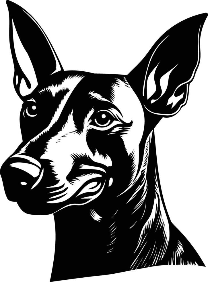 Black and white illustration of a dog's head, perfect for tattoo designs, branding, or pet-themed projects vector
