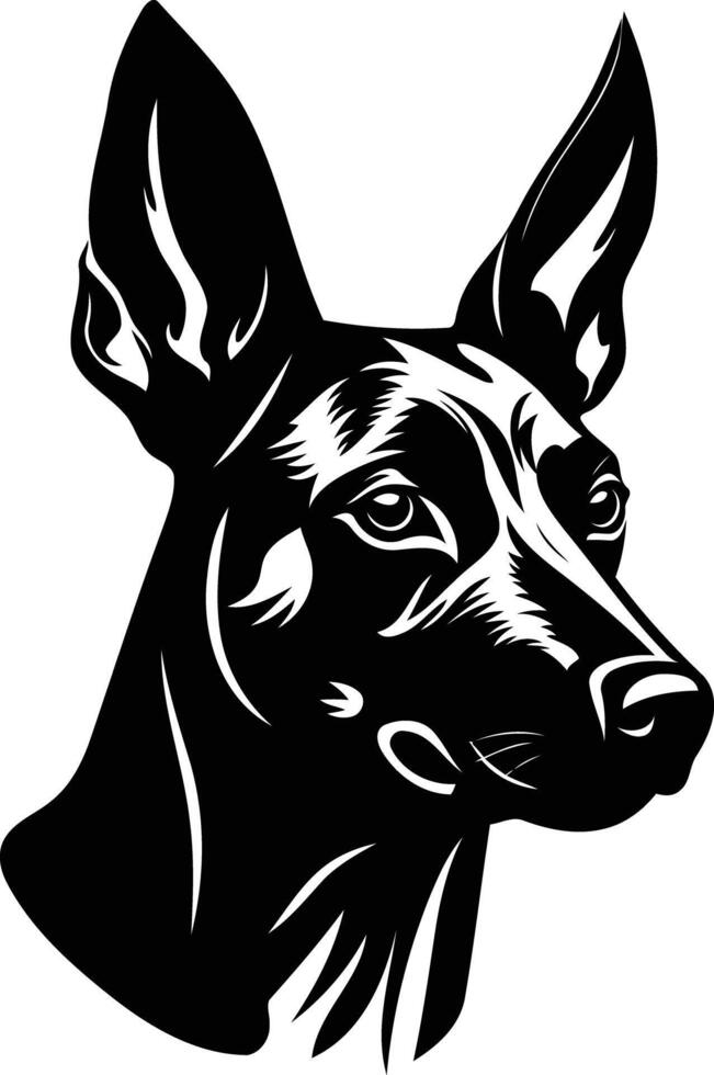 A striking black and white illustration of a dog's head, perfect for creating bold and impactful designs vector